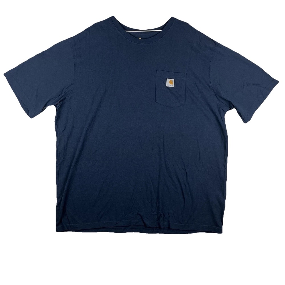 Carhartt Mens Heavyweight Workwear T-Shirt Blue Crew Neck Pocket Logo Tee 3XL